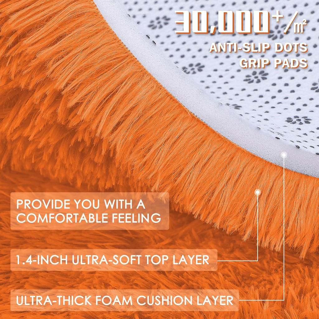 OLANLY Runner Rugs - Soft, Machine Washable Shaggy Carpet for Hallway & Bedroom | Orange 2x4 ft