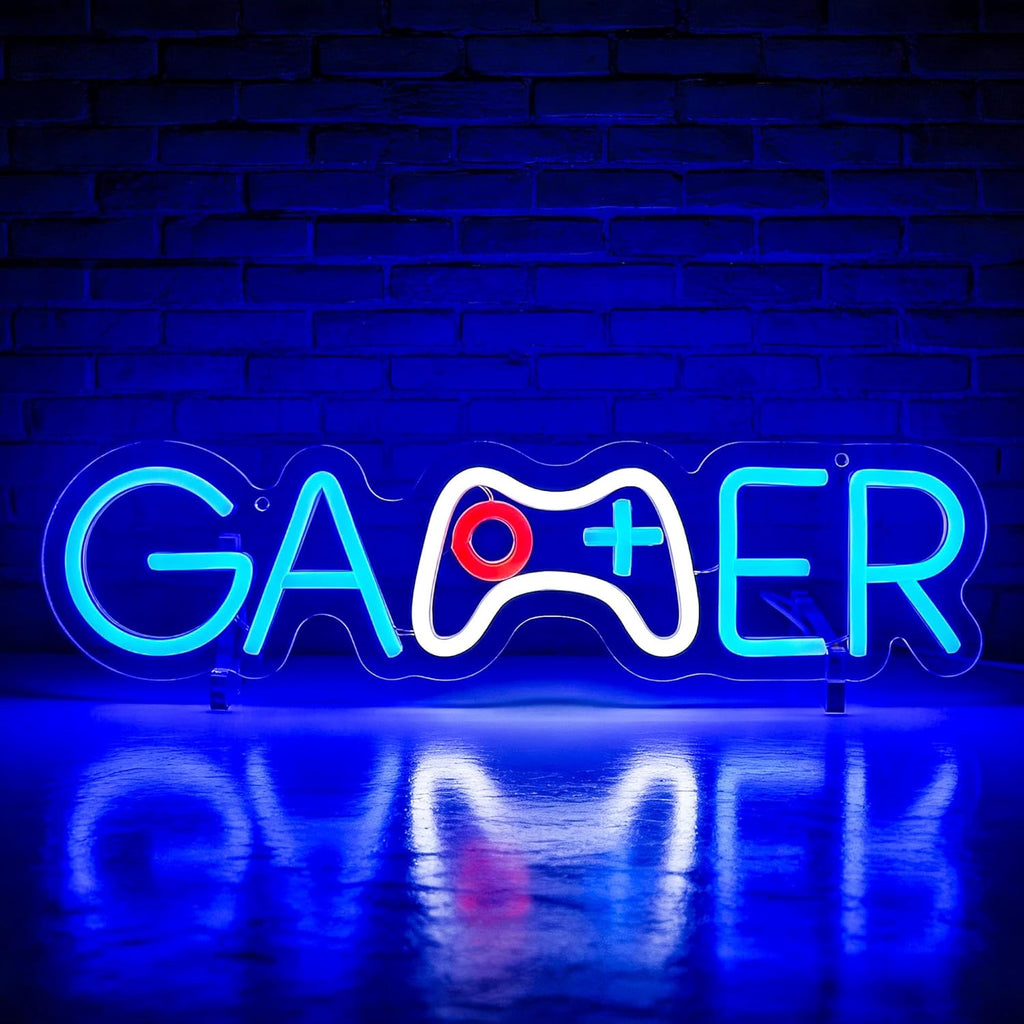 Skiennix Gamer Neon Sign - LED Wall Decor for Gaming Rooms | USB Powered Light Up Sign for Teen Boys