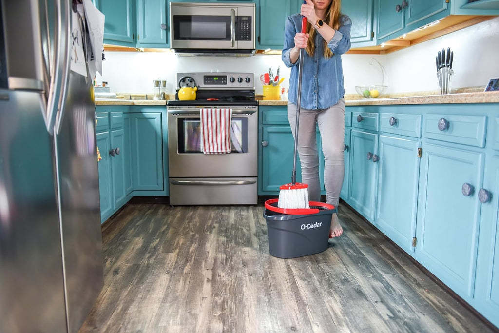 O-Cedar EasyWring Microfiber Spin Mop - Efficient Floor Cleaning System with 4 Extra Refills