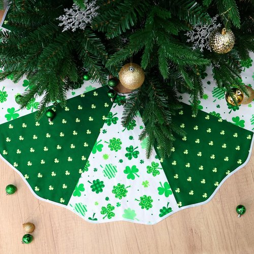 36in Double Sided Valentine's Day Tree Skirt,St. Patrick's Day Tree Skirts Decorations,Reversible Holiday Tree Mat Party Supplies for Tabletop Trees Decoration