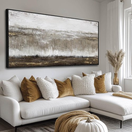 Artexist Textured Canvas Wall Art - Black & Grey Modern Photo Print | 24"x48" Decor for Bedroom & Office