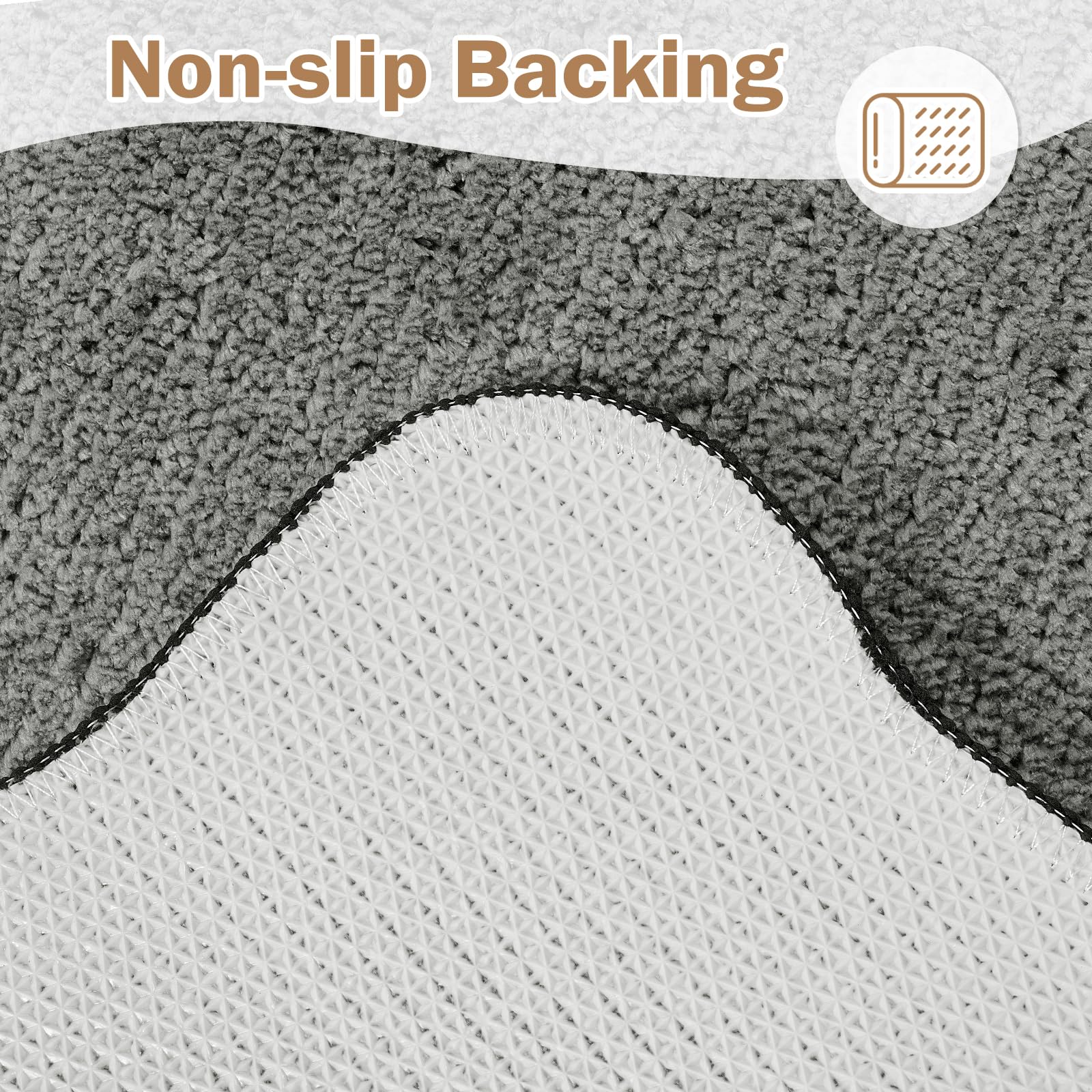 Uphome Bathroom Runner Rug, 24x60 Large Gray Black Absorbent Bath Mat Non Slip Washable, Soft Scalloped Irregular Plush Microfiber Bath Runner for Floor, Bathtub, Sink