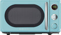 Galanz Retro Microwave Oven - 0.7 Cu Ft, LED Lighting, Pull Handle Design, Child Lock | Bebop Blue