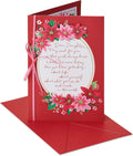 American Greetings Christmas Card - Festive Floral Design with Poinsettias & Ribbon for Daughter