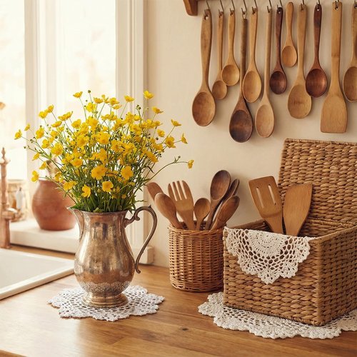 5 PCS Lace Doilies, Dollies for Tables, Crochet Doilies-Handmade Crochet Cotton Lace Doilies, Round Vintage Placemats, 7 to 14 Inch Beige Table Decor for Kitchen Dining Wedding Party