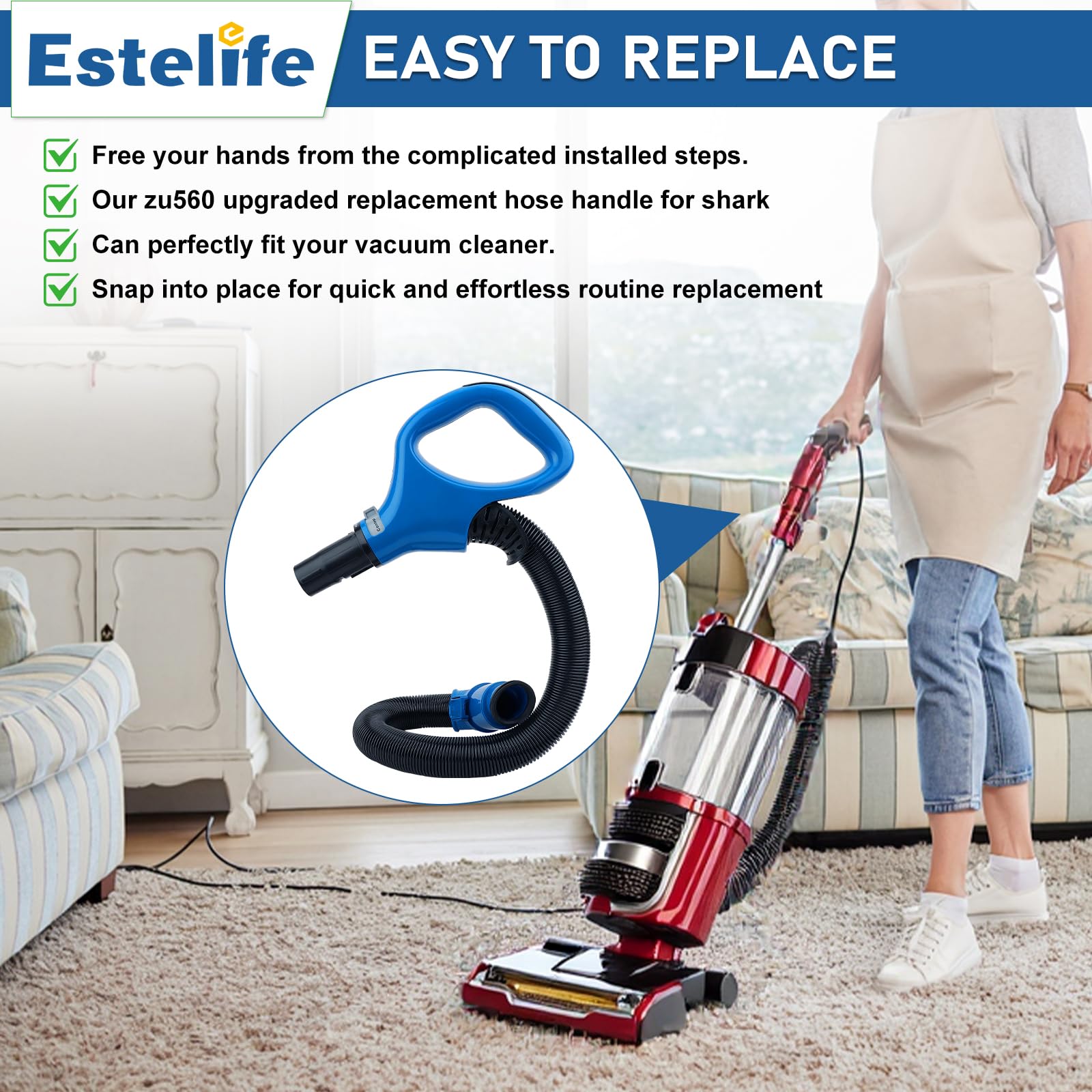 UV730 Replacement Hoses Handle for Shark UV725 UV725 26 CU530 ZU560 Blue, ZU561, ZU562, UV725 Gray, UV650, CU520 Navigator Rotator Lift-AwaySpeed Self Cleaning Brushroll Lightweight Upright Vacuum