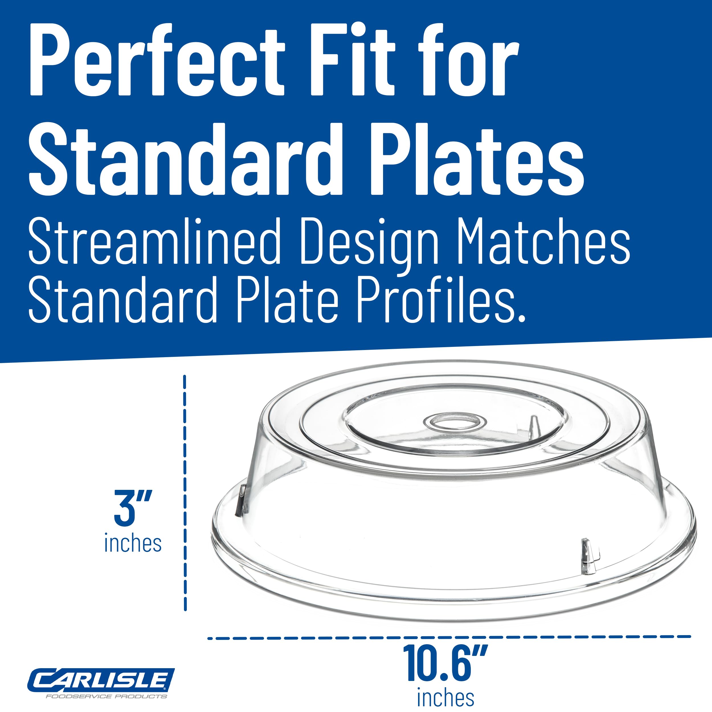 Carlisle FoodService Products 198907 Commercial Plastic Plate Cover, 10-3/16" to 10-1/4", Clear