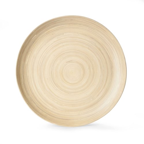 Joviton Home 18PCS Bamboo Swirl Melamine Plastic Dinnerware Sets for 6, Plates and Bowls Sets (Light Bamboo)
