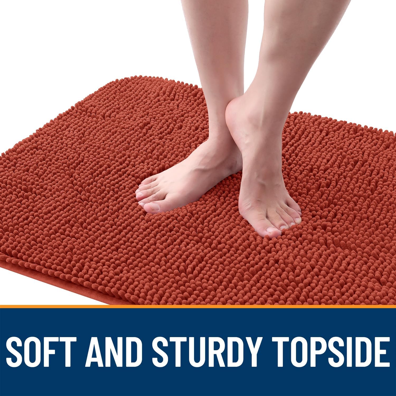 OLANLY Dog Door Mat - Absorbent Non-Slip Mud Mat for Indoor Use | 54x24, Quick Dry Chenille, Maple Red