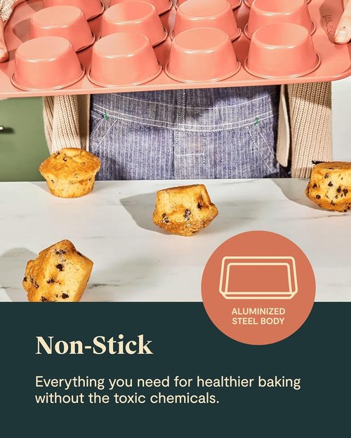 Caraway Nonstick Ceramic Bakeware Set - 5 Pieces of Assorted Baking Pans & Sheets | Non-Toxic, PTFE & PFOA Free - Perracotta