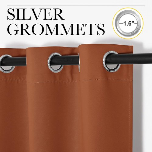 NICETOWN Blackout Curtains - Thermal Insulated Privacy Drapes for Bedroom | Burnt Orange, 48" Long, 42" Wide (1 Pair)