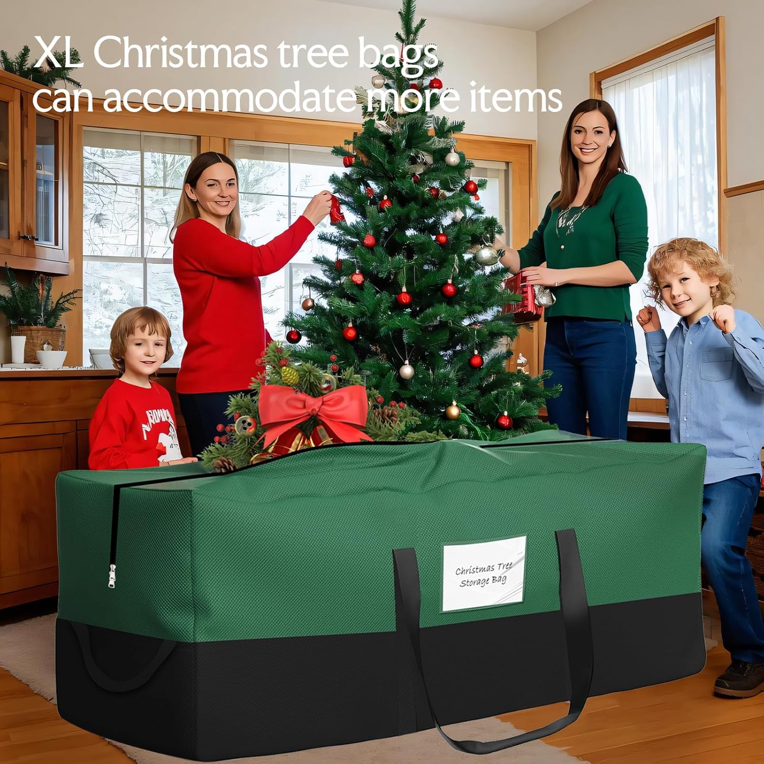 Skiennix Christmas Tree Storage Bag - Heavy Duty 600D Oxford Material for Up to 10 Ft Trees | Dampproof with Reinforced Handles & Dual Zipper