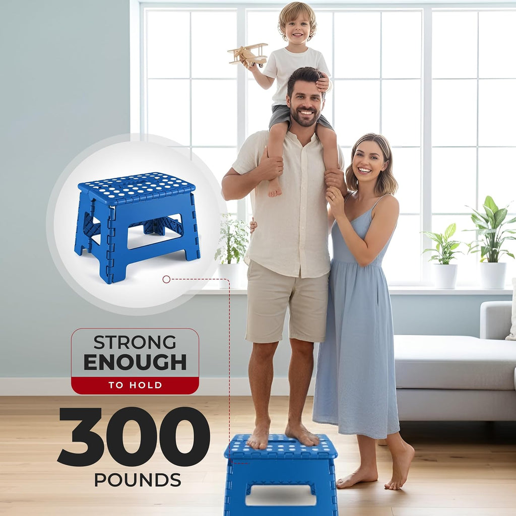Utopia Home Folding Step Stool - 9-Inch Anti-Slip Collapsible Stool | Supports 300 lbs - Blue