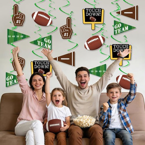 24Pcs Football Party Decorations, Football Hanging Swirls Decoration for Sports Birthday Party Decor, Ceiling Hanging Decor for Football Birthday Game Day Tailgate Party Supplies