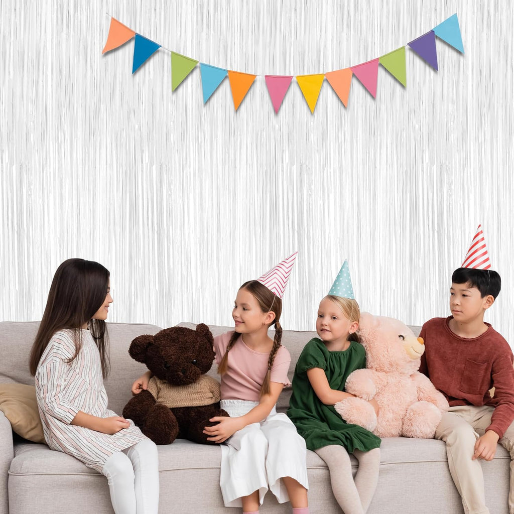 Tinsel Backdrop by [Brand Name] - 2 Pack Metallic Foil Fringe Curtains | 3.28 x 7.05 Feet for Parties & Weddings