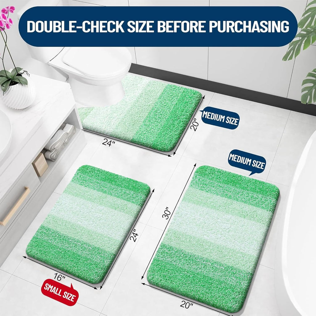 OLANLY Bathroom Runner Rug - Extra Soft Microfiber, Quick Dry & Machine Washable - 70x24, Green