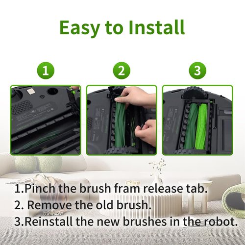 Amyehouse Dual Multi-Surface Rubber Roller Brushes Replacement Parts Compatible with Irobot Roomba I E & J Series I1+ I7 I3+ I4+ I6+ I7+ I8+ J5 J5+ j6 J6+ J7 J7+ J8 J8+ J9+ E5 E6 Vacuum Accessories