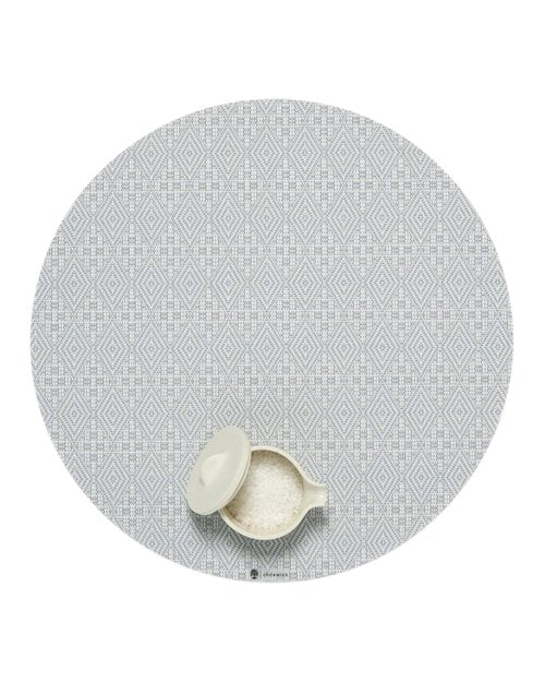 Martha by Martha Stewart | Chilewich Boxwood Placemats in Sea - Set of 4 - Easy Care Woven Tabletop Textiles - Indoor/Outdoor - 15" Round