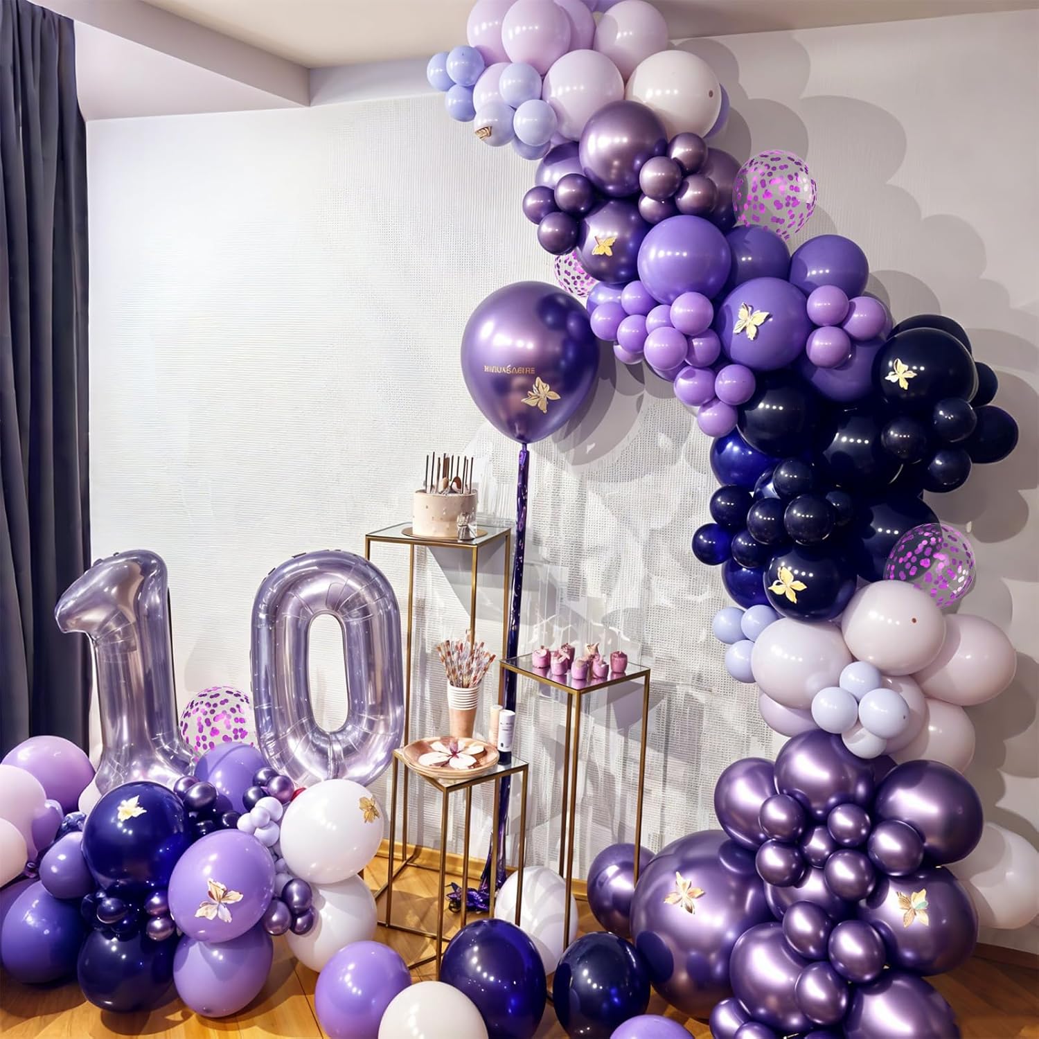 Skiennix Pink & Purple Balloons - Metallic Confetti Latex for Birthday & Wedding Decor