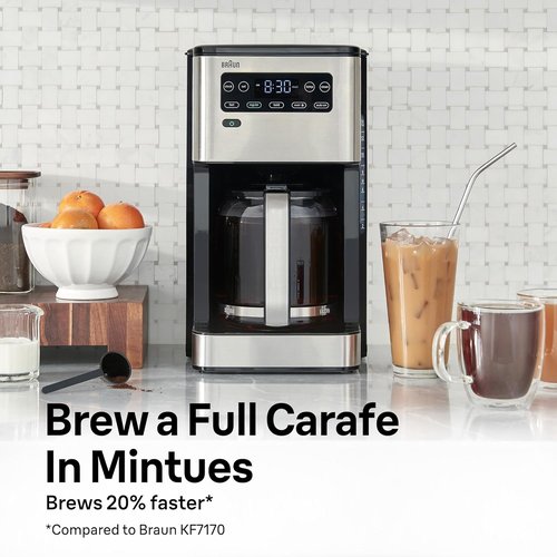 Braun PureFlavor 14-Cup Coffee Maker - Fast Brew, Touch Display, Bold Brew & Brew-Over-Ice Modes