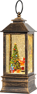 Skiennix 10'' Snow Globe Christmas Lantern - Musical & Lighted with Swirling Glitter | Battery or USB Powered