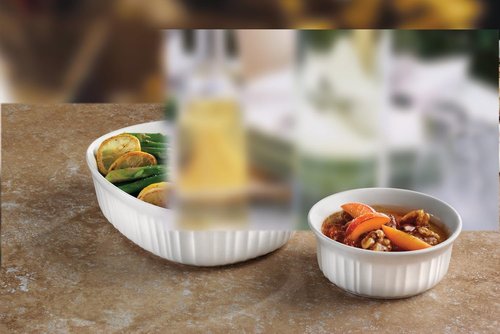 CorningWare Round French White Casserole Dishes - 16oz with Plastic Lids (Set of 2)