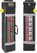 ProPik Holiday Wrapping Paper Storage Organizer Bag - Heavy Duty with Clear Window, 47" x 10" x 10", Black