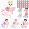24 Pack Valentines Day Gifts Ballerina Cards With Hair Scrunchies Pink Velvet Elastics Hair Accessories for Valentine School Classroom Exchange Gift Party Supplies