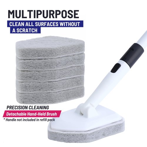 Moku Home Replacement Scrubber Refill for Moku Home Extendable Tub Tile Shower Brush for Cleaning Non-Scratch (5X Scrubber Sponge Gray)