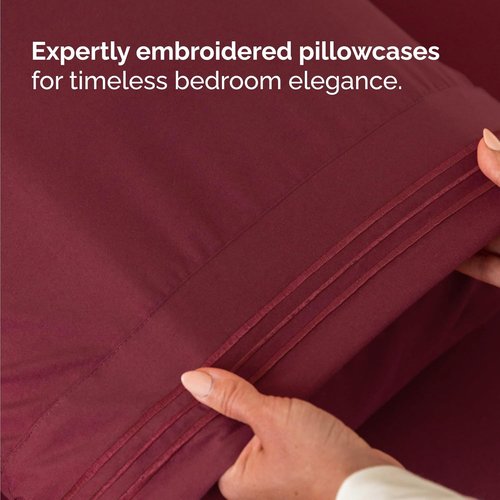 Comfy Twin Size 3 Piece Sheet Set by [Brand Name] - Breathable Cooling Bed Sheets | Ultra-Soft, Deep Pockets, Wrinkle-Free - Oeko-Tex Certified, Burgundy