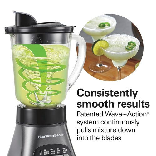 Hamilton Beach Blender & Food Processor Combo - 700W Power, 40 oz Glass Jar, Gray & Black
