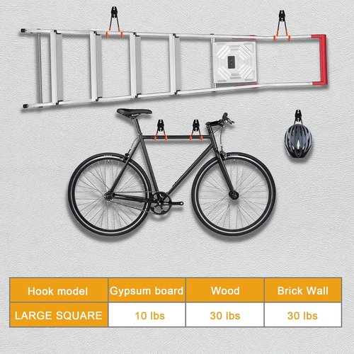 KURUI Heavy Duty Garage Hooks - 2 Pack Metal Storage Hooks for Ladders & Tools | Wall Mount Utility Hangers