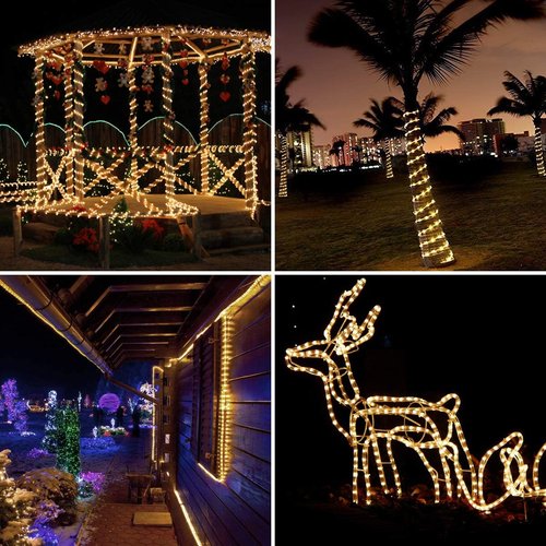 LE 33ft LED Rope Lights - 240 Warm White Lights, Waterproof & Connectable for Outdoor Use
