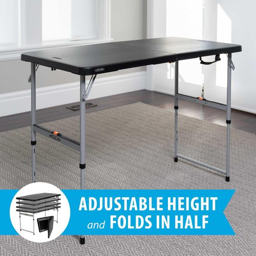 Lifetime Fold-in-Half Adjustable Folding Table, 4-Foot