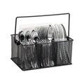 Mind Reader Utensil Holder, Silverware Organizer, Caddy, Cutlery Holder, Kitchen, Metal Mesh, 10"L x 7"W x 4.75"H, Black