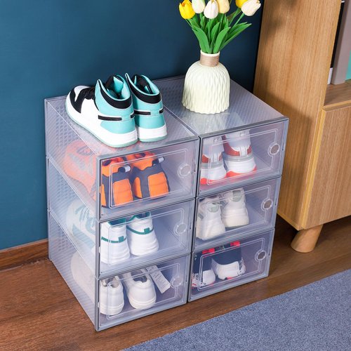 Sxett 6PCS transparent shoebox for easy storage shoes odorless environmentally friendly particles plastic