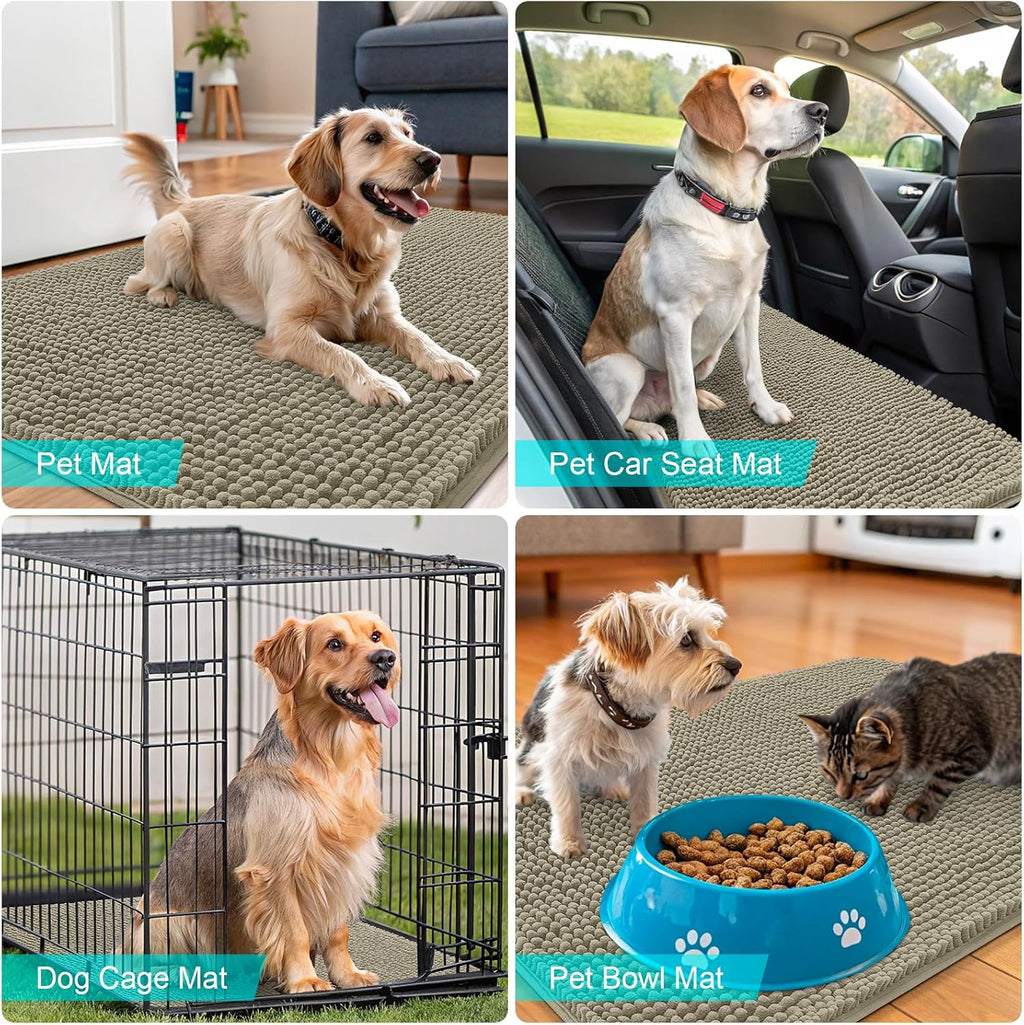 OLANLY Dog Door Mat - Absorbent Non-Slip Washable Doormat for Muddy Paws | 36x24 Warm Taupe