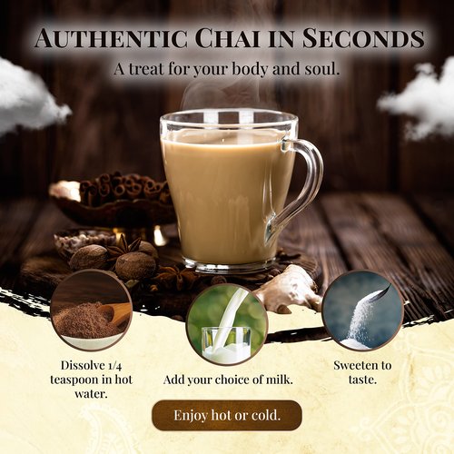 Blue Lotus Chai - Star Anise Masala Chai - Makes 530 Cups - 1 Pound Bulk Bag Masala Spiced Chai Powder with Organic Spices - Instant Indian Tea No Steeping - No Gluten