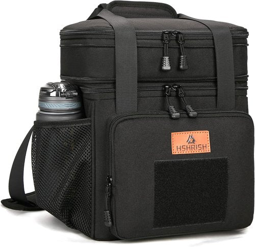 HSHRISH Tactical Lunch Box - Durable Insulated Cooler Bag for Adults | 20 Can Capacity, Black
