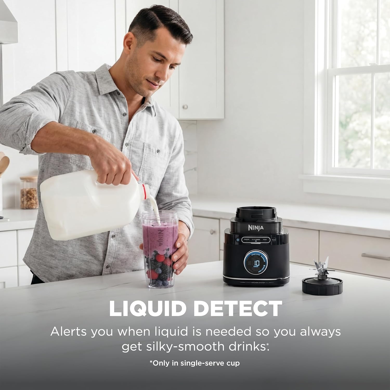 Ninja Kitchen System - All-in-One Food Processor & Blender with 8-Cup Bowl & 24 oz. To-Go Cup | 1800 Peak Watt | Black