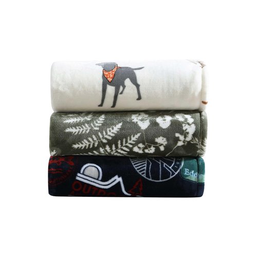Eddie Bauer - Queen Size Blanket, Ultra-Soft Plush Bedding for Year Round Comfort, Throw Blanket for Couch or Bed (EB Stamps Blue)