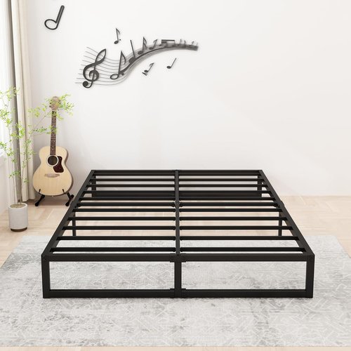 Lutown-Teen Queen Size Bed Frame - Heavy Duty Metal Platform with Steel Slat Support | Easy Assembly, Black