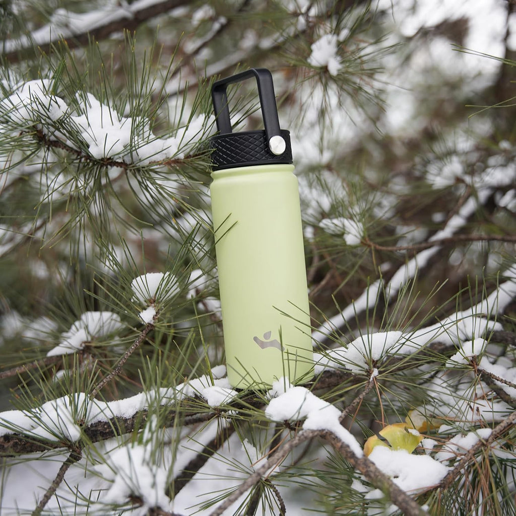 Skiennix Insulated Water Bottle - 18oz Stainless Steel Flask with Straw - Turquoise Color
