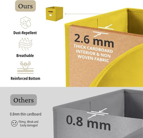DECOMOMO Storage Baskets - 13x15x13 Cube Bins with Labels for Organized Shelves | 4-Piece Rainbow Set