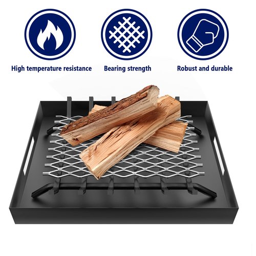 Fireplace Grate Ember Retainer,16x10Inches Steel Fireplace Ember Retainer Mesh,Metal Ember Retainer for Use on Fireplace Grates (Large)