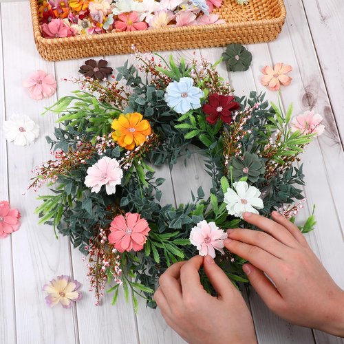 Mini Artificial Flowers for Decoration, 120 Pieces Small Fabric Silk Flowers Fake Wildflowers Garland Decoration Multicolor Rose Daisy Peony Flowers Heads for Home Wedding DIY Crafts Decoration