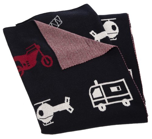 SAFAVIEH Baby Collection Wesley 32" x 40" Cotton Throw Blanket, Navy/Red/White