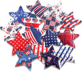Oudain 15 Pcs Large 5-Inch Patriotic Star Ornaments - Stuffed Fabric Decor for 4th of July, Red White & Blue