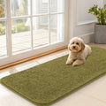 OLANLY Dog Door Mat - Absorbent Non-Slip Washable Chenille Mat for Muddy Paws | 47x20, Willow Green