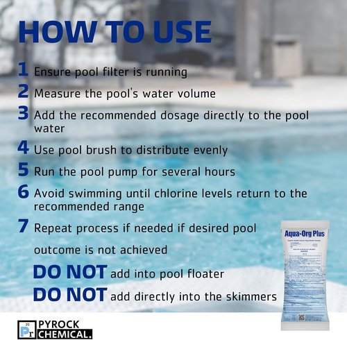 Aqua Org Plus Pool Shock - 65% Granular Calcium Hypochlorite - 24-Pack of 1 lb Bags for Pools & Spas